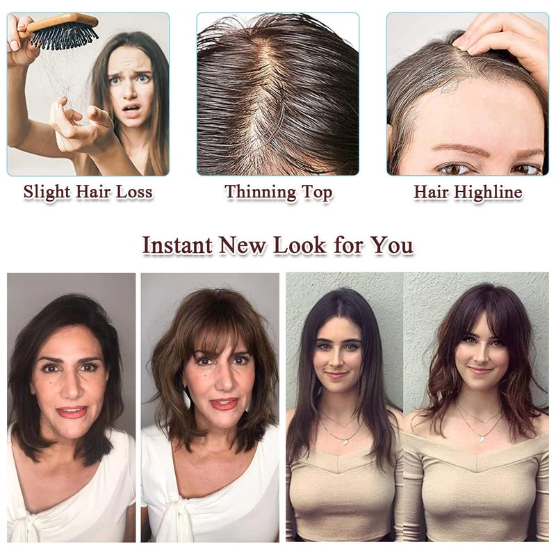 UDU Hair Toppers for Women Real Human Hair Human Hair Toppers with Bangs Clip In Bangs Wiglets Hair Pieces for Women with Thinning Hair Hair Loss Cover Gray Hair - Image 3